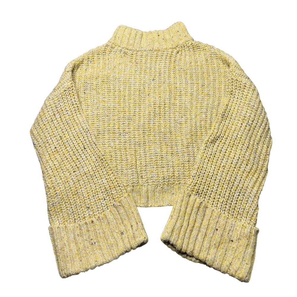 Topshop Yellow Speckled Mock Neck‎ Cropped Sweater Womens Size S